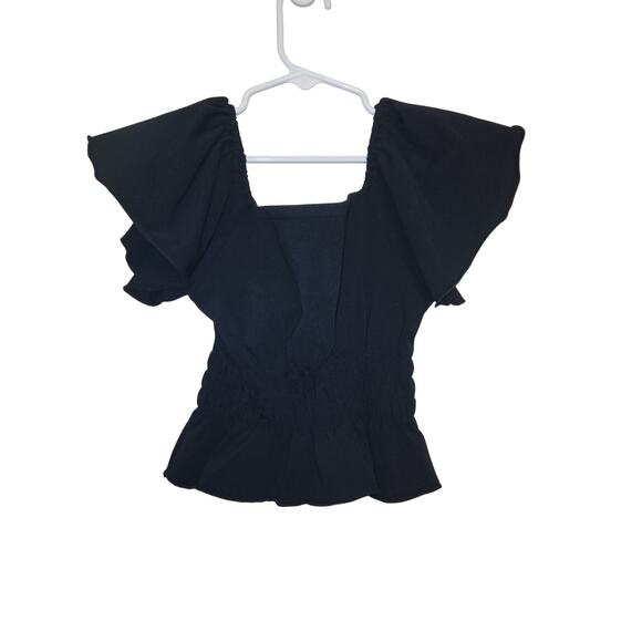 NWT With Jules Big Girls Flutter Sleeve Top In Black M - Picture 3 of 8